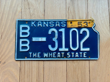 1953 Kansas License Plate