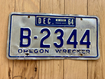 1964 Oregon Wrecker License Plate