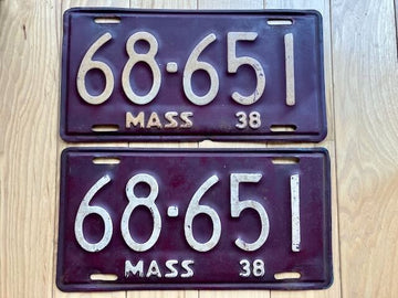 Pair of 1938 Massachusetts License Plates