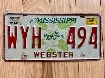 1981 Mississippi Webster County License Plate
