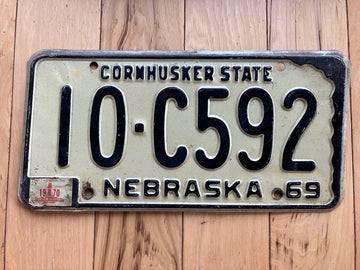 1969 Nebraska License Plate W/ 1970 Tab