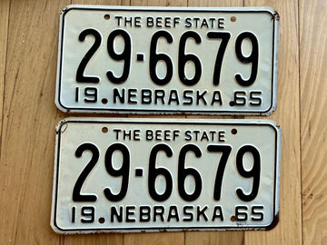 Pair of 1965 Nebraska License Plates