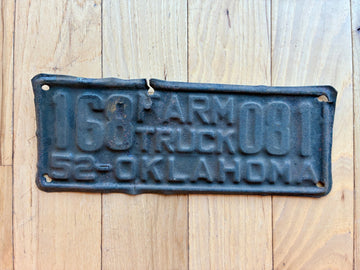 1952 Oklahoma Farm Truck License Plate