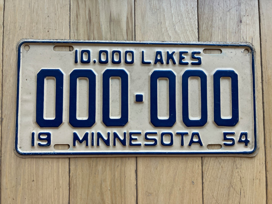 1954 Minnesota Sample License Plate