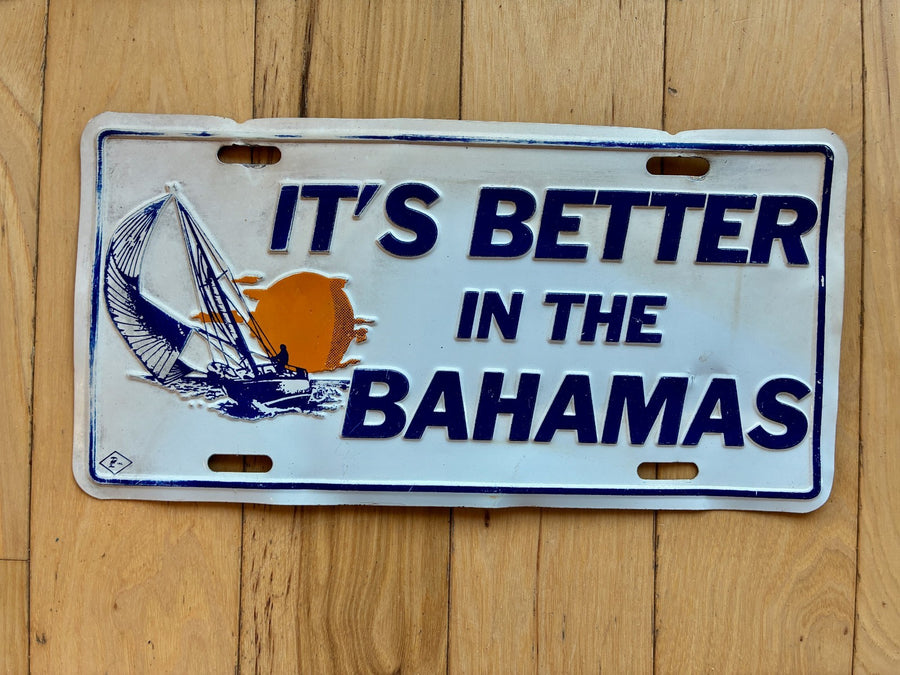 1990s Base It's Better In The Bahamas Booster License Plate