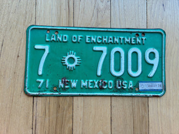 1971 New Mexico License Plate W/ 1974 Tab