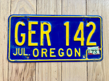 1960s Oregon License Plate W/1973 Tab