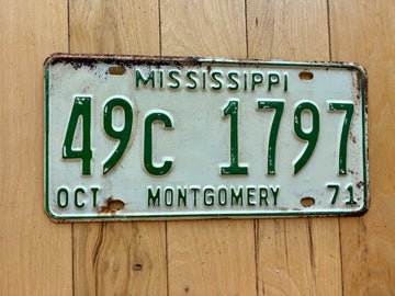 1971 Mississippi Montgomery County License Plate