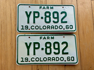 Pair of 1960 Colorado Farm License Plates