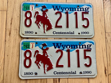 Pair Of 1993 Wyoming License Plate