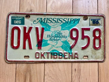 1980 Mississippi Oktibbeha County License Plate