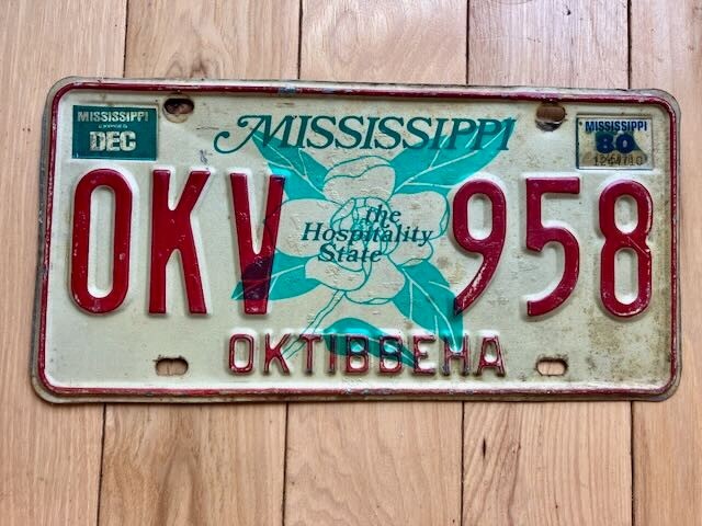1980 Mississippi Oktibbeha County License Plate