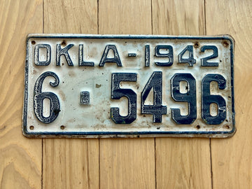 1942 Oklahoma License Plate