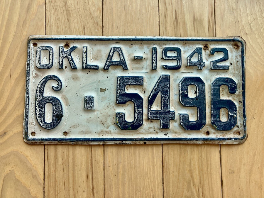 1942 Oklahoma License Plate