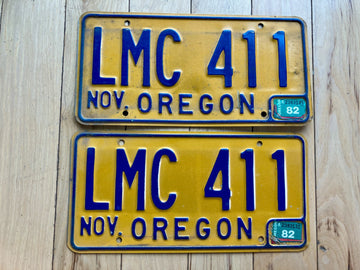 Pair of 1982 Oregon License Plates