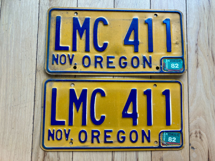 Pair of 1982 Oregon License Plates