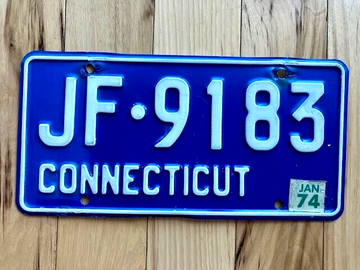 1974 Connecticut License Plate
