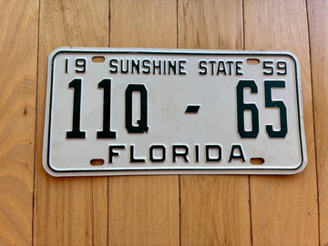 1959 Florida License Plate - Not YOM Clear