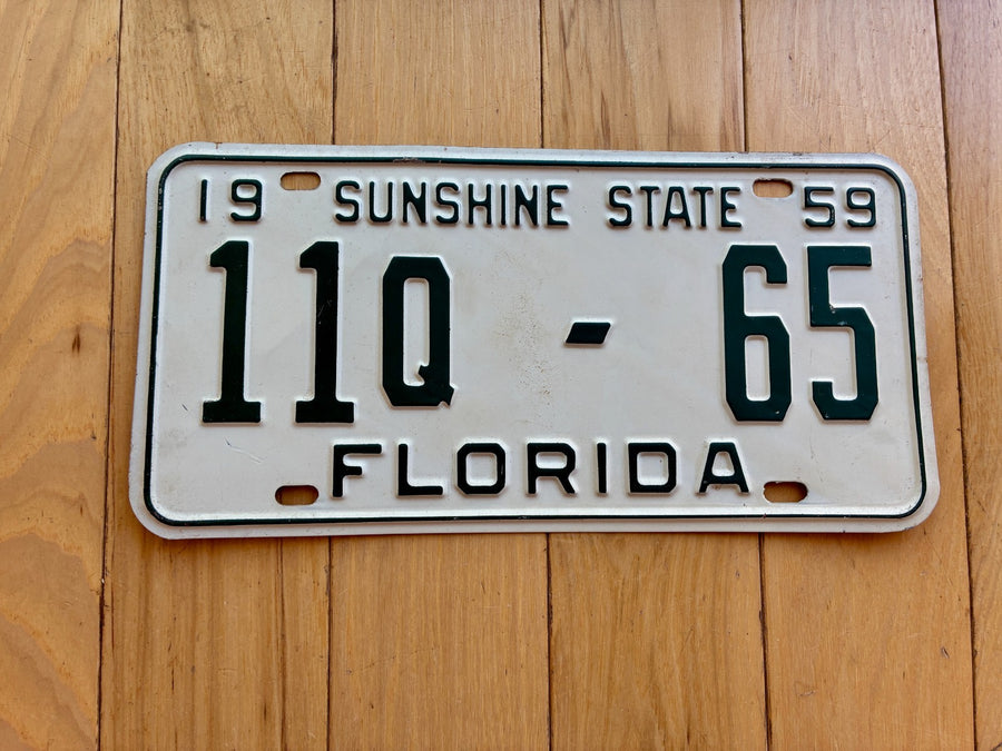 1959 Florida License Plate - Not YOM Clear