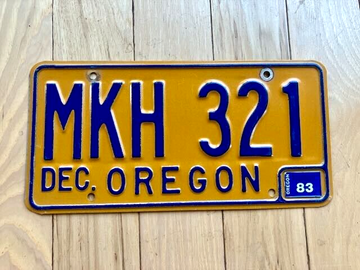 1983 Oregon License Plate