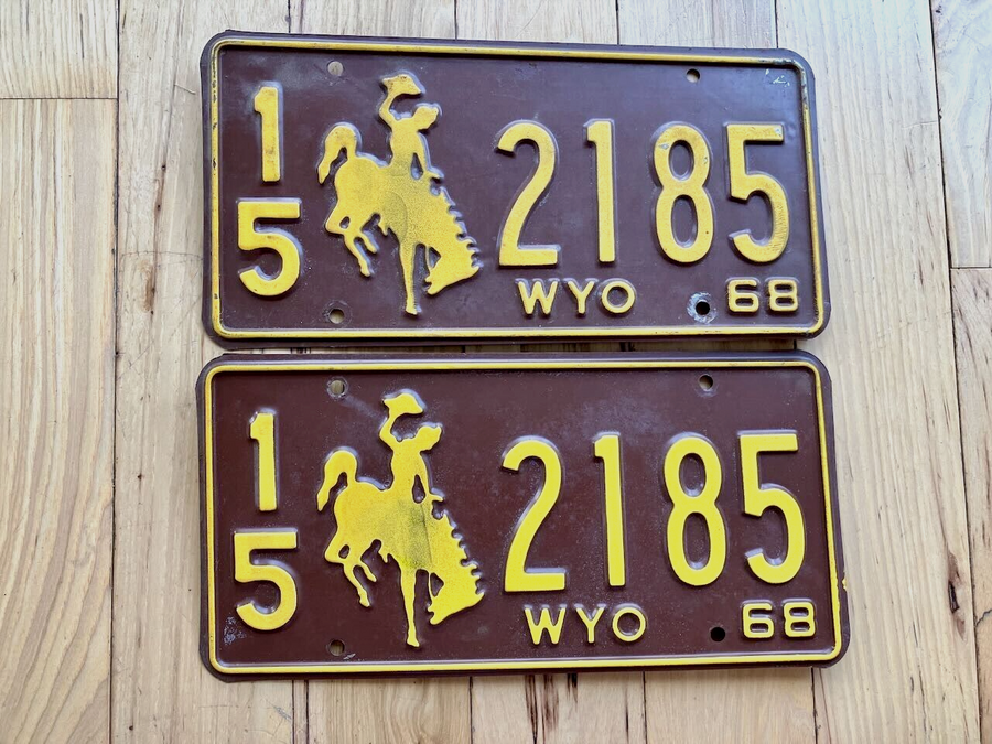 Pair Of 1968 Wyoming License Plate