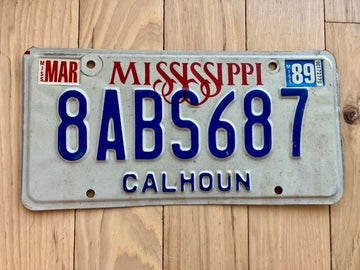 1989 Mississippi Calhoun County License Plate