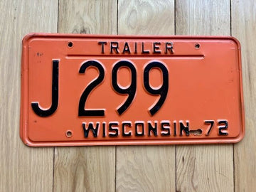 1972 Wisconsin Trailer License Plate