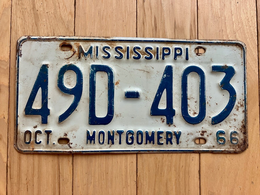 1966 Mississippi Montgomery County License Plate