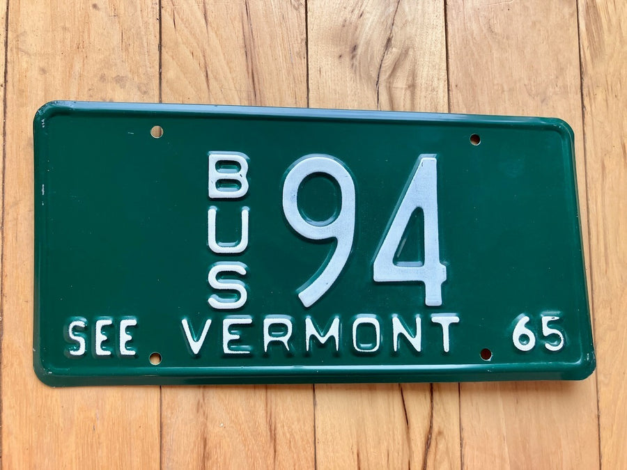1965 Vermont Bus License Plate - Low Number