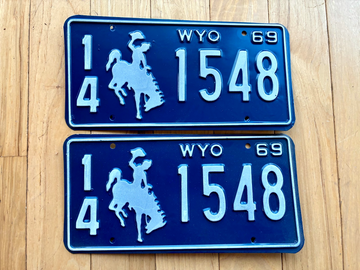 1969 Pair of Wyoming License Plates