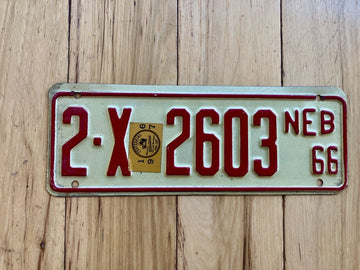 1966 Nebraska Farm Trailer License Plate