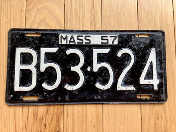 1957 Massachusetts License Plate - YOM Clear