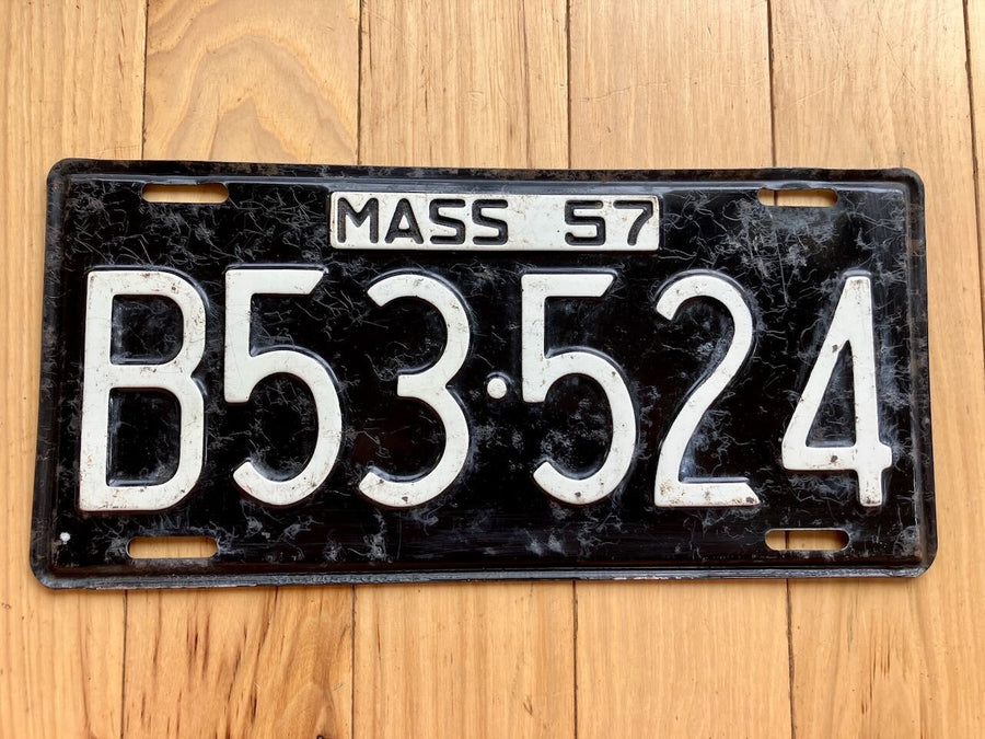 1957 Massachusetts License Plate - YOM Clear