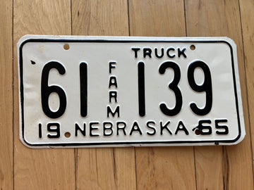 1965 Nebraska Farm Truck License Plate
