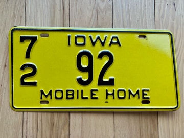 1972 Iowa Mobile Home License Plate