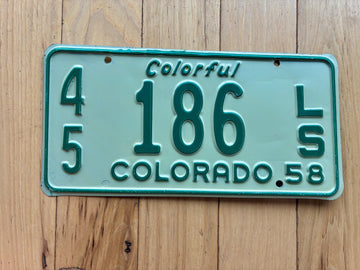 1958 Colorado Trailer License Plate