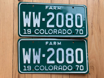 Pair of 1970 Colorado Farm License Plates