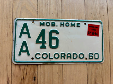 1960 Colorado Mobile Home License Plate