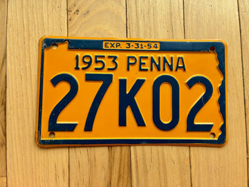 1953 1954 Pennsylvania License Plate