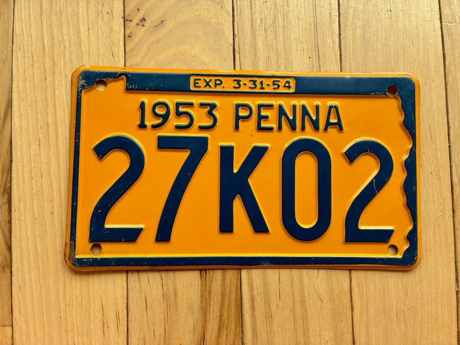 1953 1954 Pennsylvania License Plate