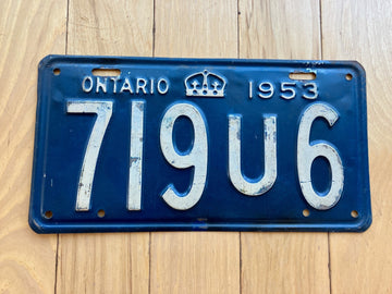 1953 Ontario License Plate