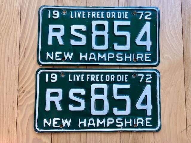 1972 New Hampshire License Plate Pair