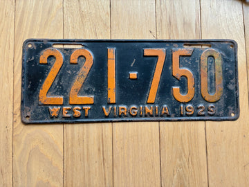 1929 West Virginia License Plate