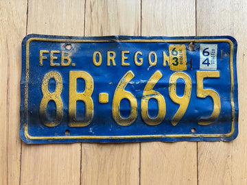 1963 1964 Oregon License Plate