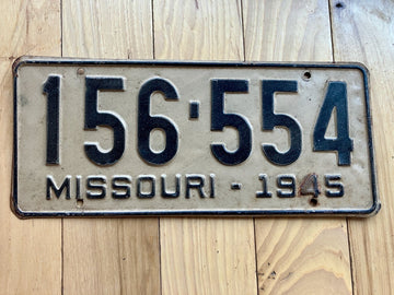 1945 Missouri License Plate