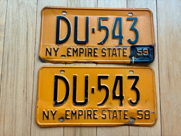 Pair of 1958 1959 New York License Plates