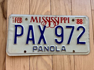 1988 Mississippi Panola County License Plate