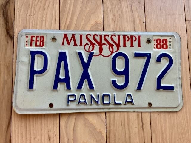1988 Mississippi Panola County License Plate
