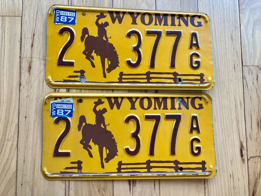 Pair of 1987 Wyoming License Plates