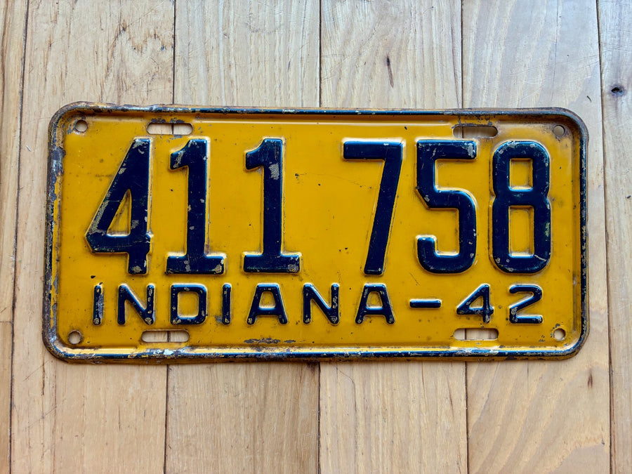 1942 Indiana License Plate